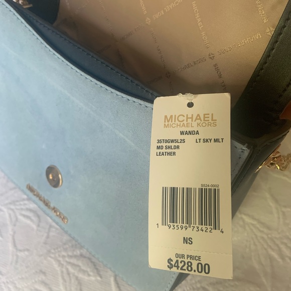 Michael Kors Blue Velvet Wanda Shoulder Bag - Picture 2 of 5